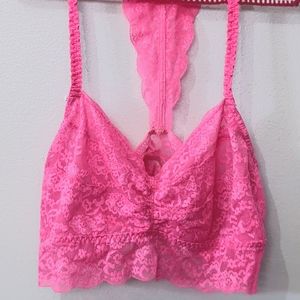 Victoria's Secret Pink Hot Pink Lace Bralette